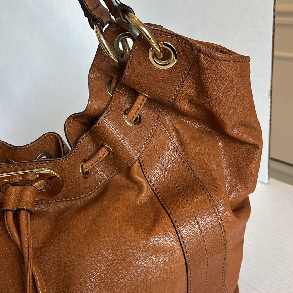 Michael Kors Large Brown Leather Shoulder Bag Gold Hardware